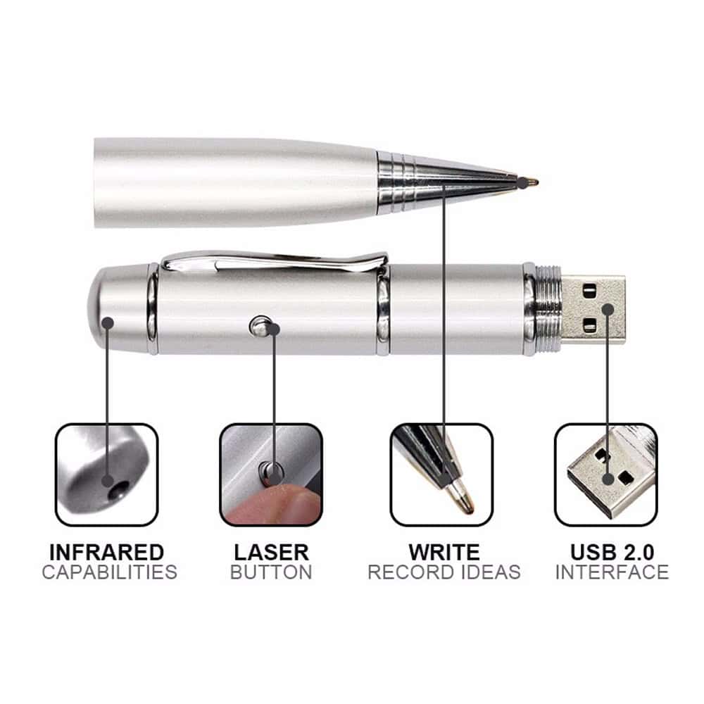 laser point metal pen shape usb drive