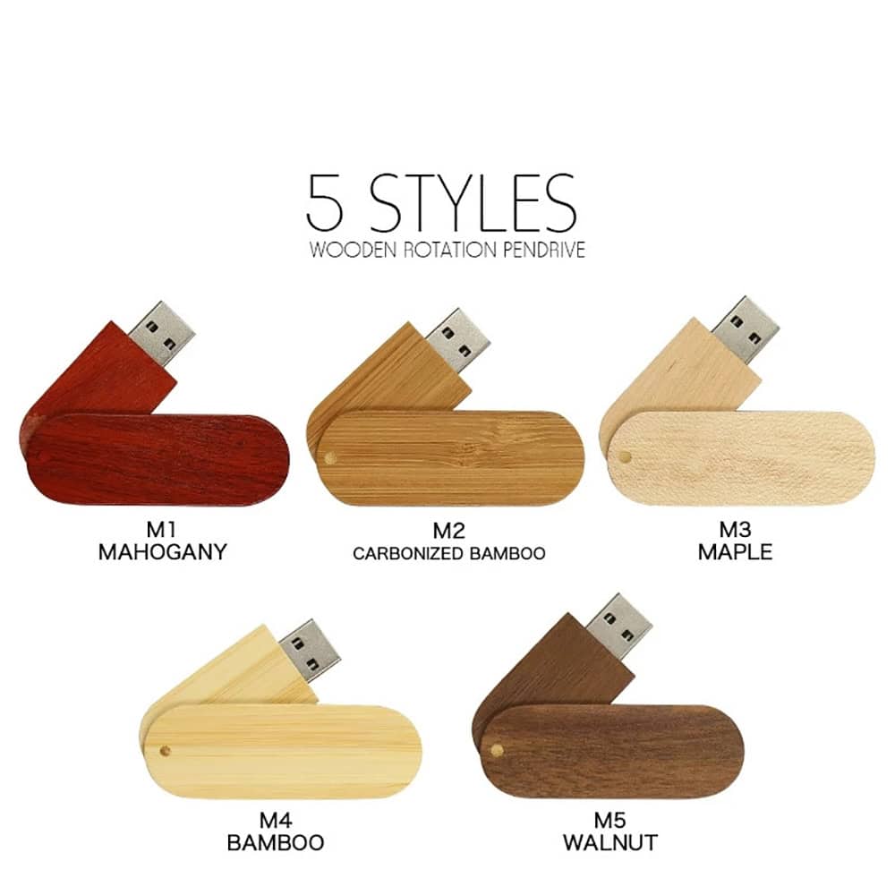 low price Swivel shape wooden usb flash drive