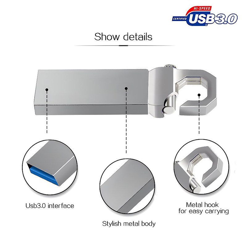 metal hook usb flash drive customized