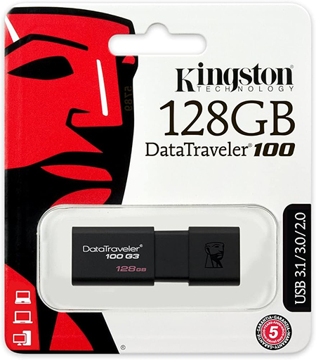 Kingston Dt100G3128Gb Datatraveler 100 G3 Usb Flash Drive, 128Gb, 3.0.130MbS Read,128GB, Black  Electronics & Photo