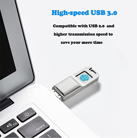 High-Speed Secure Thumb Drive with Fingerprint Encryption, Portable Metal Case