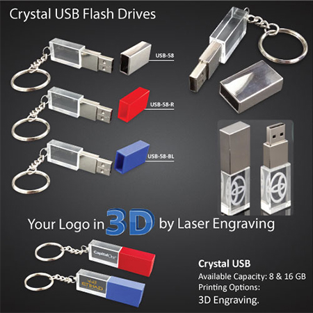 Promotional USB Drive, 3D Crystal Keychain USB Flash, Crystal USB Drives with Branding